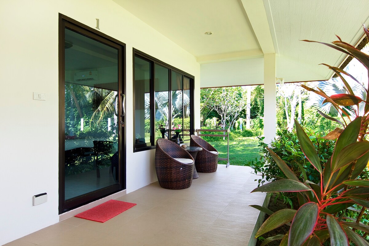 a patio in front of the room